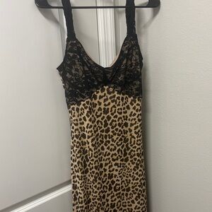 Leopard Print and Lace Long Dress